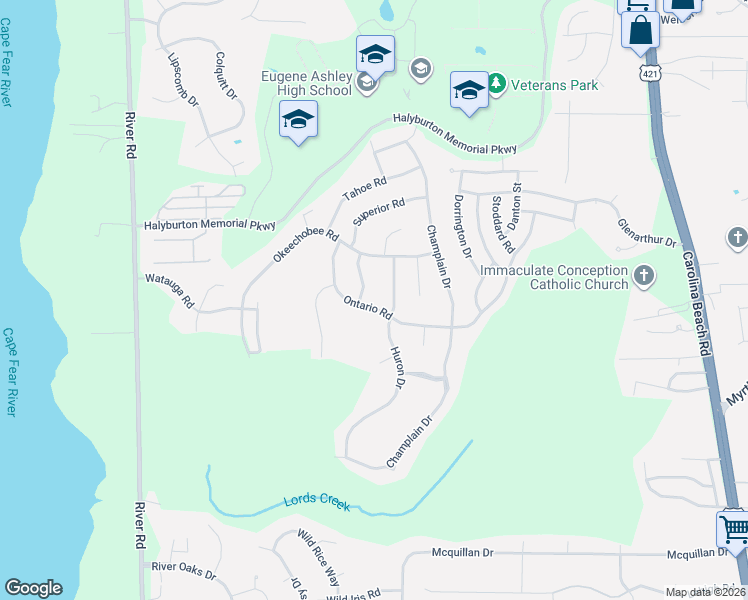 map of restaurants, bars, coffee shops, grocery stores, and more near 7010 Ontario Road in Wilmington