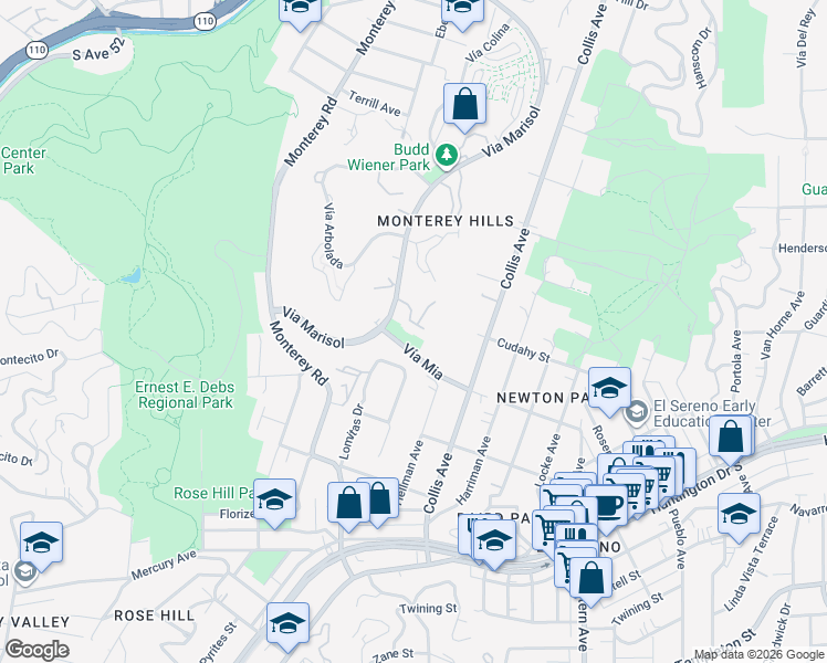 map of restaurants, bars, coffee shops, grocery stores, and more near 4040 Via Marisol in Los Angeles
