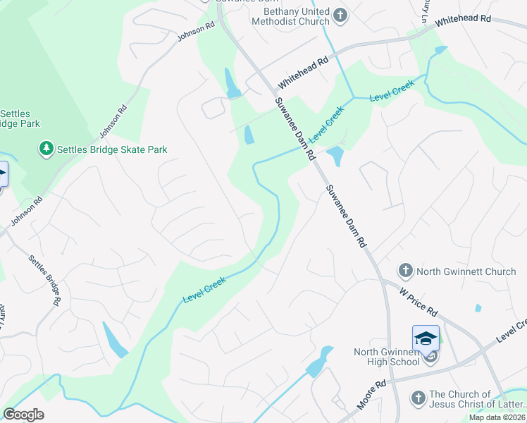 map of restaurants, bars, coffee shops, grocery stores, and more near 105 Bent Oak Way in Suwanee