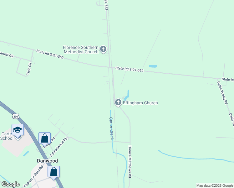map of restaurants, bars, coffee shops, grocery stores, and more near 4701 Horace Matthews Road in Effingham