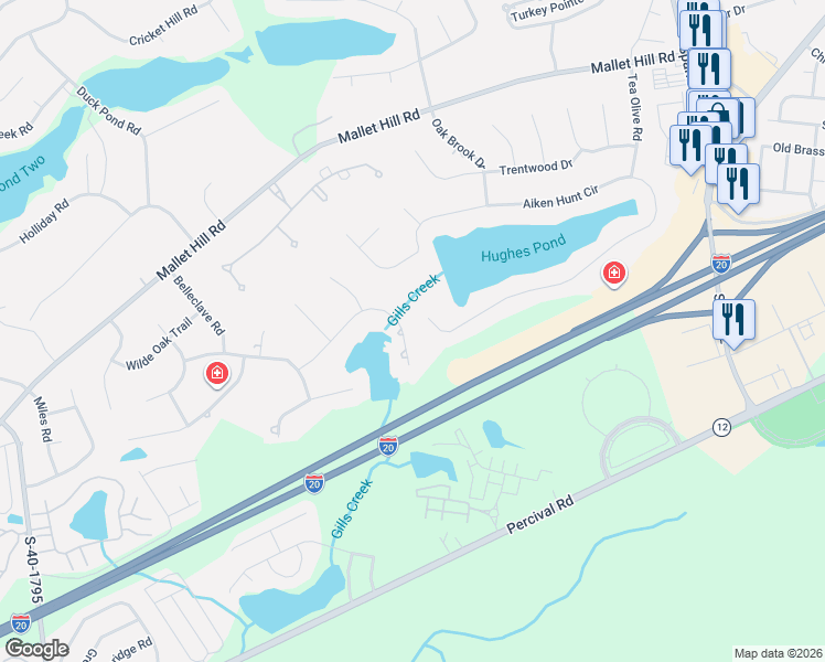 map of restaurants, bars, coffee shops, grocery stores, and more near 525 Aiken Hunt Circle in Columbia