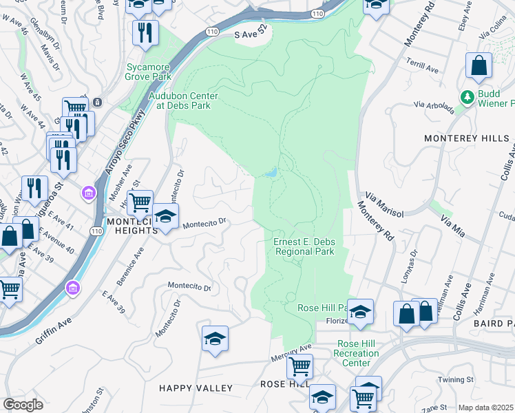 map of restaurants, bars, coffee shops, grocery stores, and more near 422 North Avenue 61 in Los Angeles