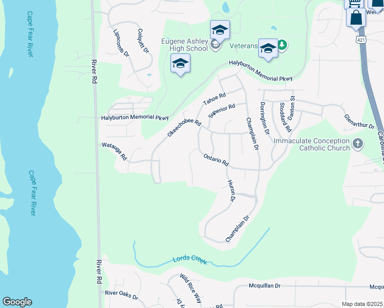 map of restaurants, bars, coffee shops, grocery stores, and more near 7609 Vancouver Court in Wilmington