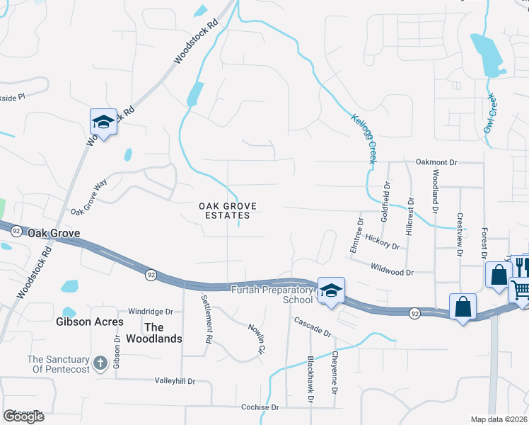 map of restaurants, bars, coffee shops, grocery stores, and more near 1918 Cedar Lane in Acworth