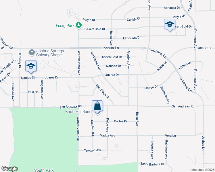 map of restaurants, bars, coffee shops, grocery stores, and more near 8730 San Vicente Drive in Yucca Valley