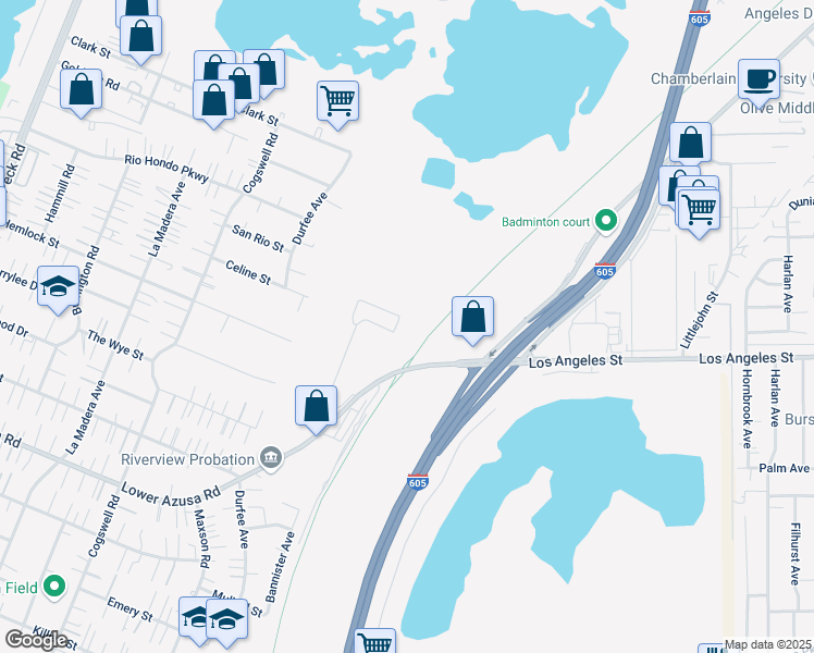 map of restaurants, bars, coffee shops, grocery stores, and more near 12369 Lower Azusa Road in El Monte