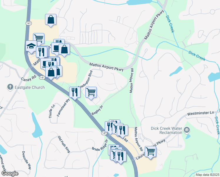 map of restaurants, bars, coffee shops, grocery stores, and more near 360 Pintail Court in Suwanee