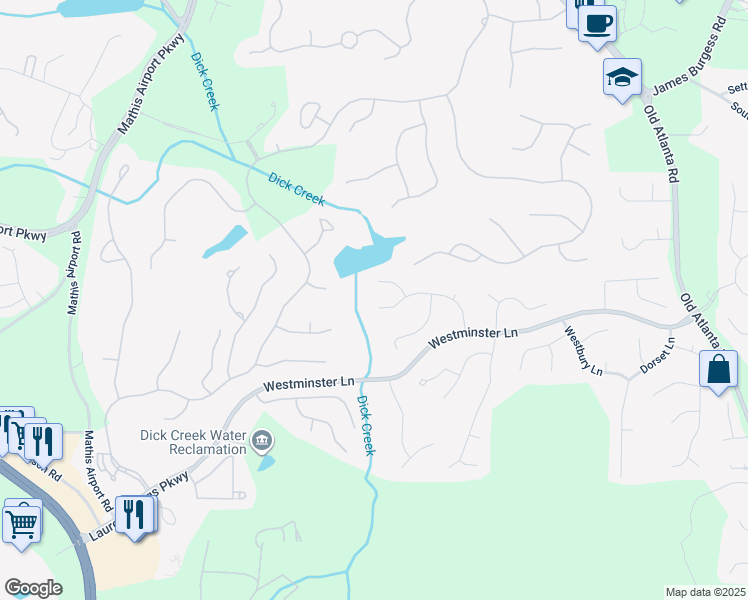 map of restaurants, bars, coffee shops, grocery stores, and more near 5050 Brent Knoll Lane in Suwanee