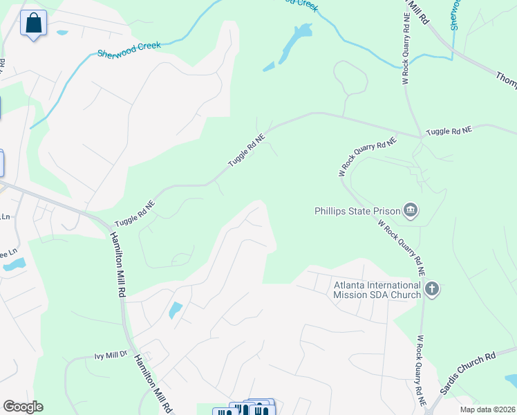 map of restaurants, bars, coffee shops, grocery stores, and more near 4540 Plantation Mill Drive in Buford
