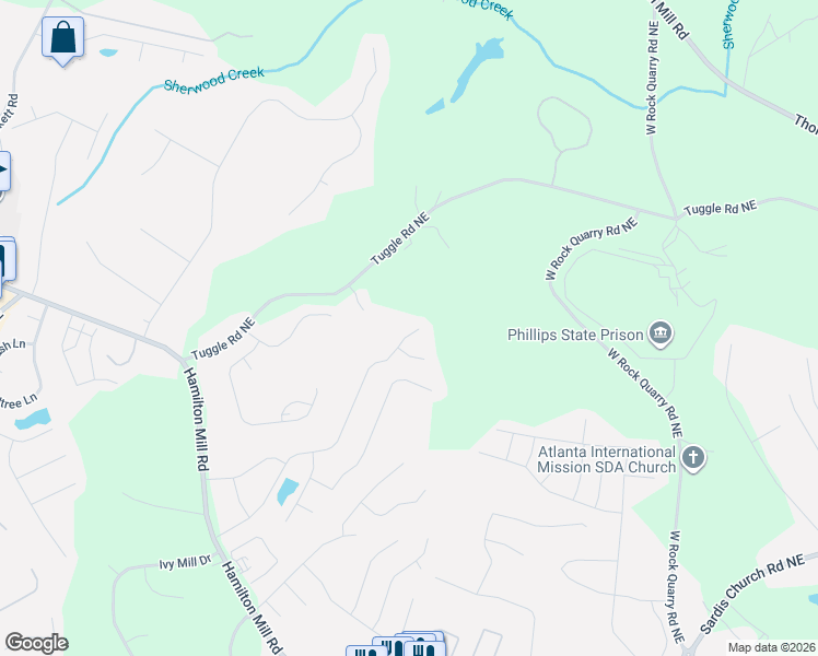 map of restaurants, bars, coffee shops, grocery stores, and more near 4102 Plantation Mill Drive in Buford