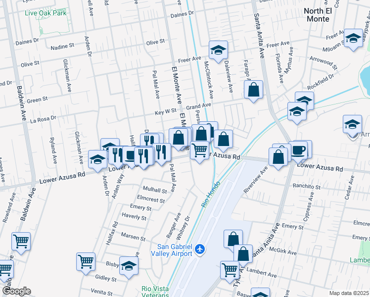 map of restaurants, bars, coffee shops, grocery stores, and more near 4817 El Monte Avenue in Temple City