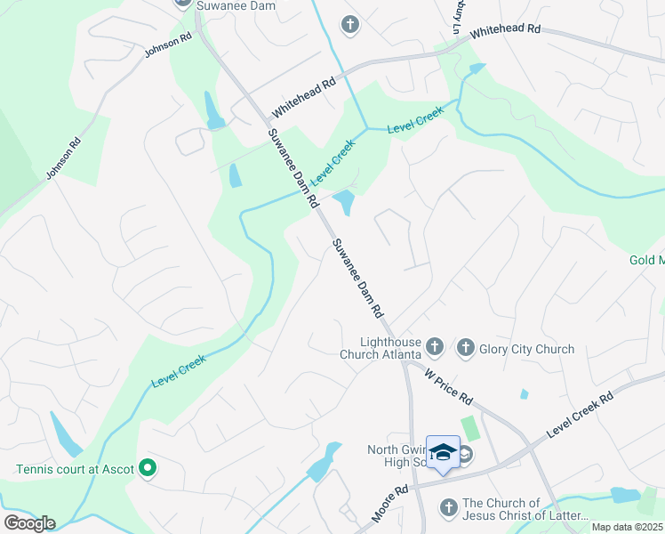 map of restaurants, bars, coffee shops, grocery stores, and more near 22 Oakwood Hills Drive in Suwanee