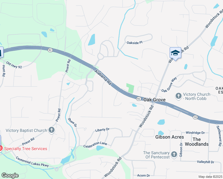 map of restaurants, bars, coffee shops, grocery stores, and more near 4120 Georgia 92 in Acworth