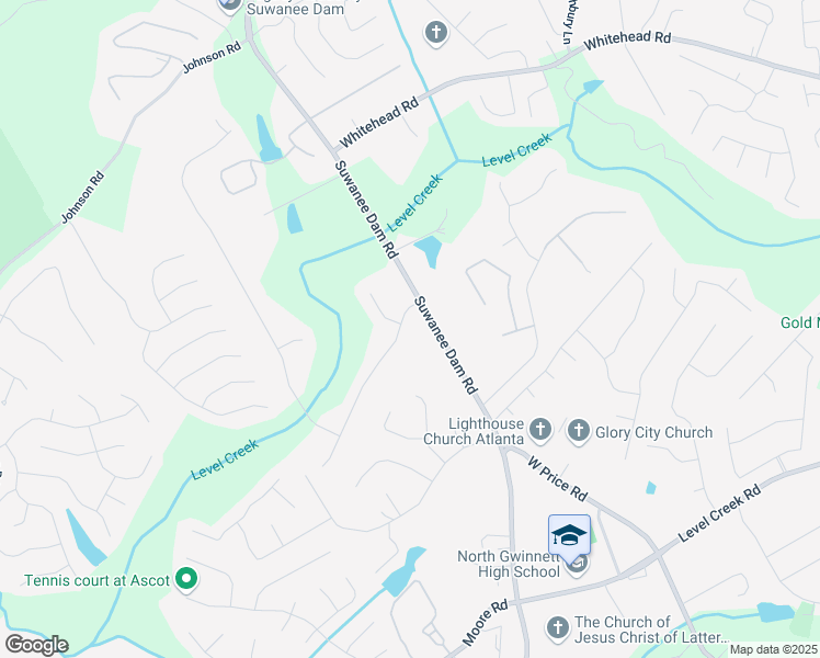 map of restaurants, bars, coffee shops, grocery stores, and more near 22 Oakwood Hills Drive in Suwanee