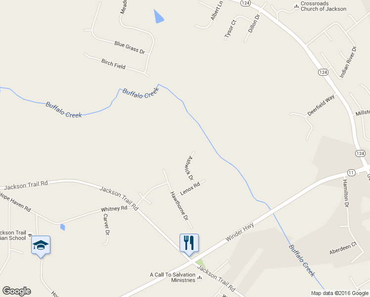 map of restaurants, bars, coffee shops, grocery stores, and more near 173 Ashwick Dr in Jefferson