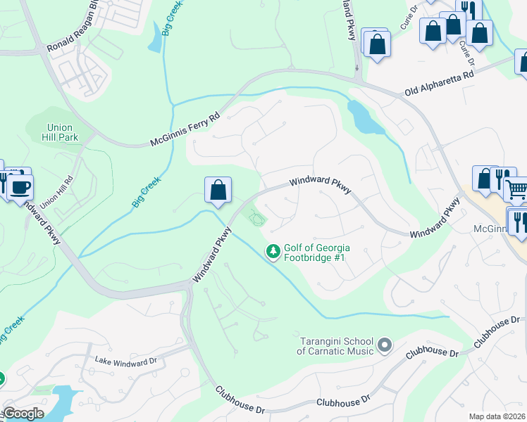 map of restaurants, bars, coffee shops, grocery stores, and more near 1140 Graystone Crossing in Alpharetta