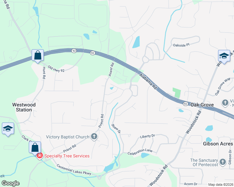 map of restaurants, bars, coffee shops, grocery stores, and more near 209 Torch Drive in Acworth