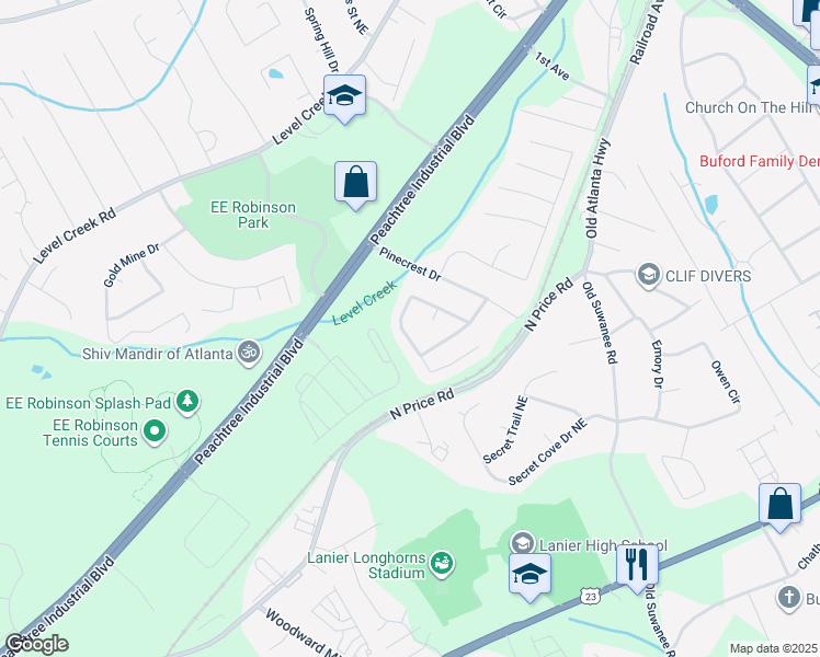 map of restaurants, bars, coffee shops, grocery stores, and more near 4929 McEver View Drive in Sugar Hill