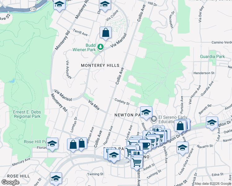 map of restaurants, bars, coffee shops, grocery stores, and more near 4023 Collis Avenue in Los Angeles