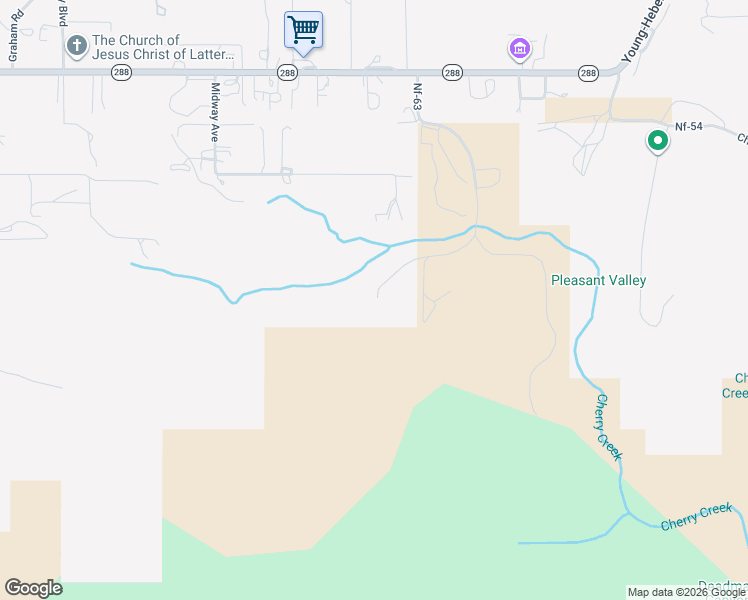 map of restaurants, bars, coffee shops, grocery stores, and more near Barracks Road in Young