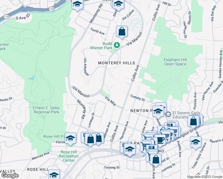 map of restaurants, bars, coffee shops, grocery stores, and more near 4000 Vía Marisol in Los Angeles