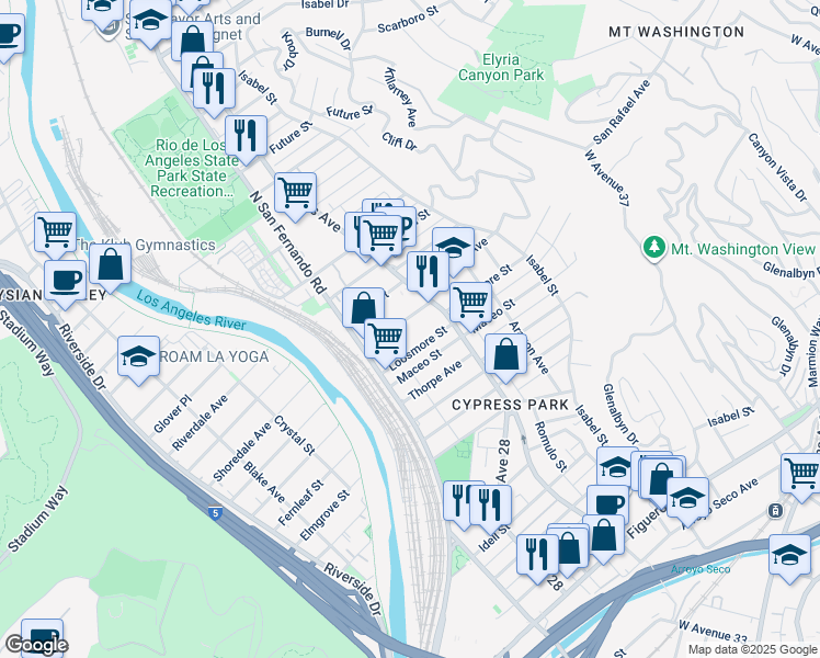 map of restaurants, bars, coffee shops, grocery stores, and more near 2664 1/2 Roseview Avenue in Los Angeles