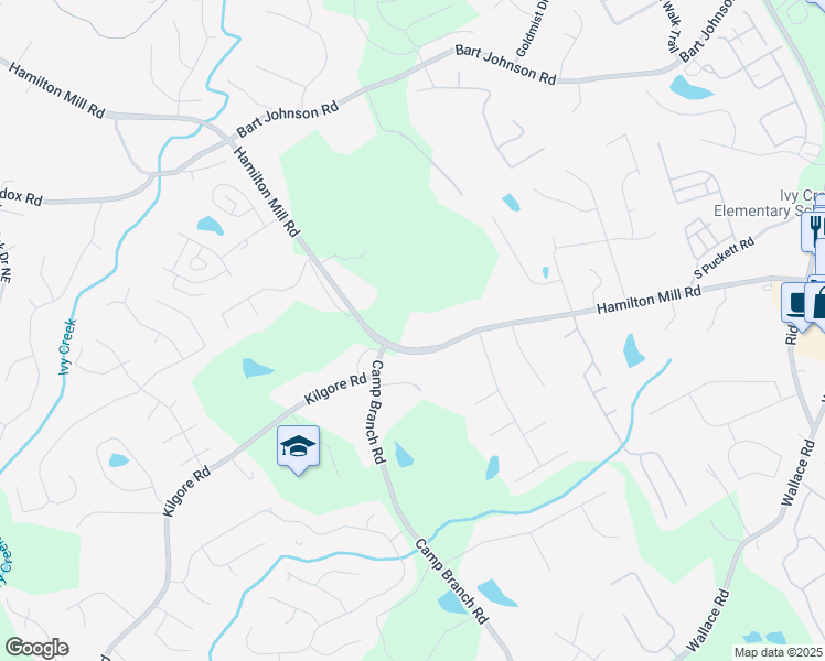 map of restaurants, bars, coffee shops, grocery stores, and more near 3525 Hamilton Mill Road in Buford