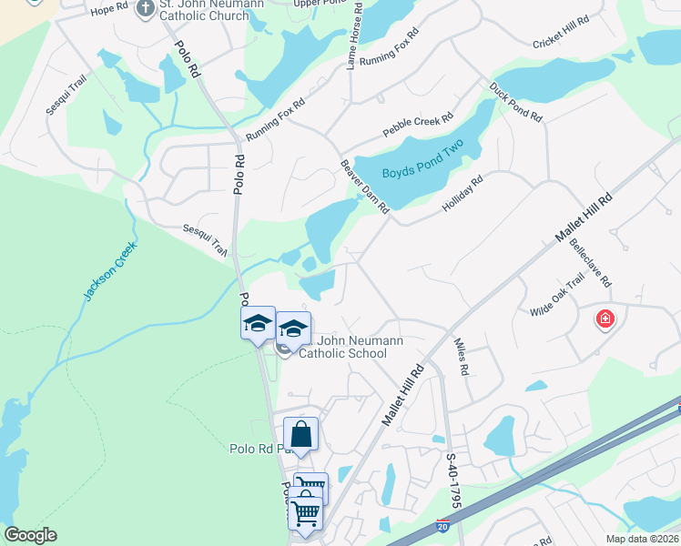 map of restaurants, bars, coffee shops, grocery stores, and more near 4 North Sweetbriar Lane in Columbia