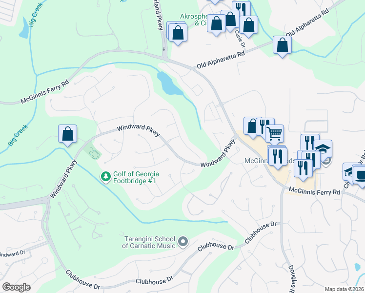map of restaurants, bars, coffee shops, grocery stores, and more near 1040 Chasewood Trail in Alpharetta