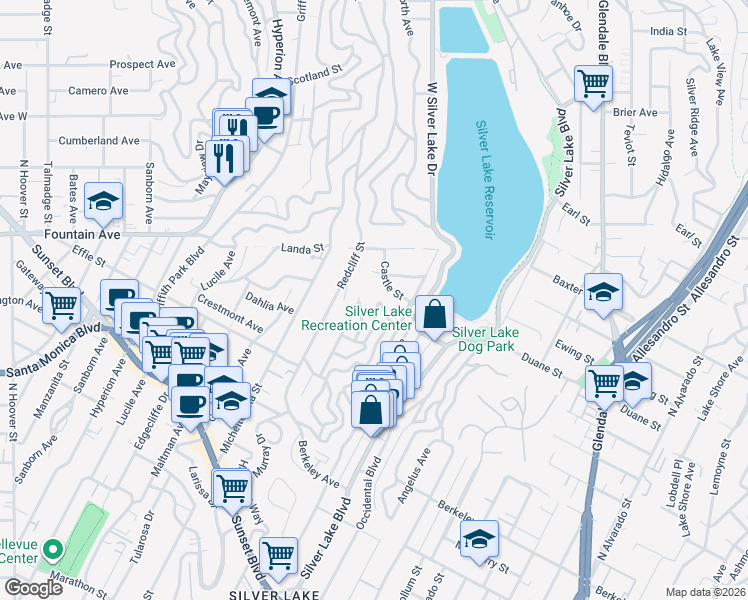 map of restaurants, bars, coffee shops, grocery stores, and more near 1859 Webster Avenue in Los Angeles
