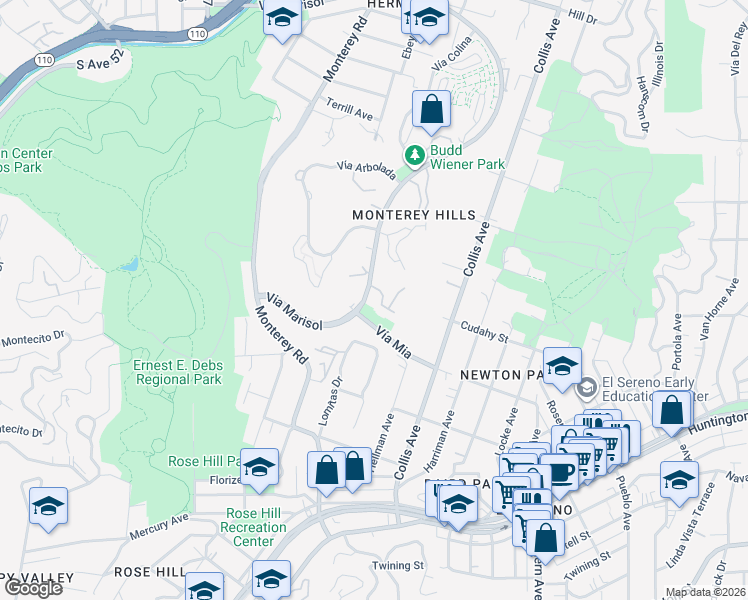 map of restaurants, bars, coffee shops, grocery stores, and more near 4000 Via Marisol in Los Angeles