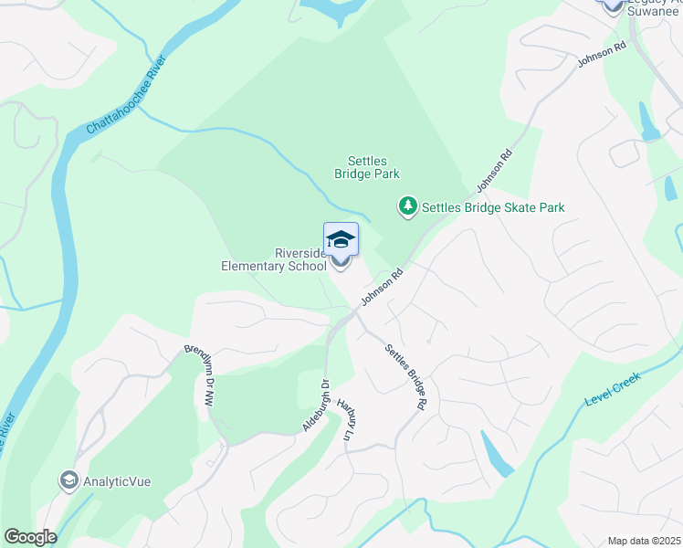 map of restaurants, bars, coffee shops, grocery stores, and more near 5445 Settles Bridge Road in Suwanee