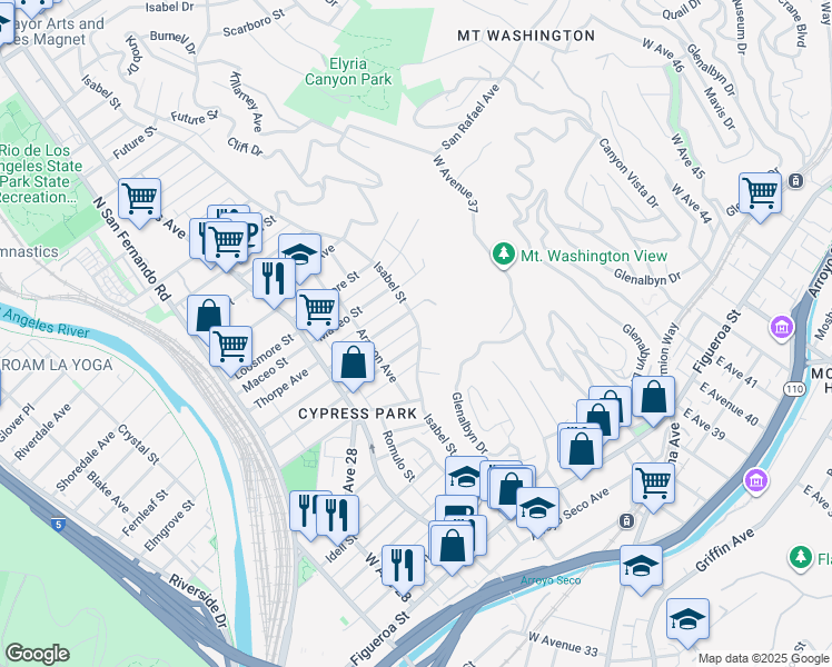 map of restaurants, bars, coffee shops, grocery stores, and more near 816 Isabel Street in Los Angeles