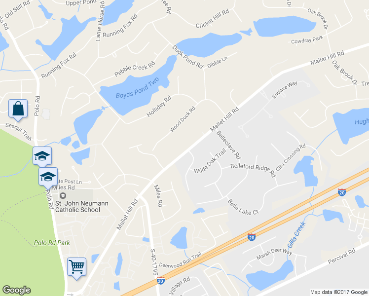 map of restaurants, bars, coffee shops, grocery stores, and more near 136 Mallet Hill Road in Columbia