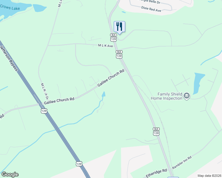 map of restaurants, bars, coffee shops, grocery stores, and more near 173 Galilee Church Road in Jefferson