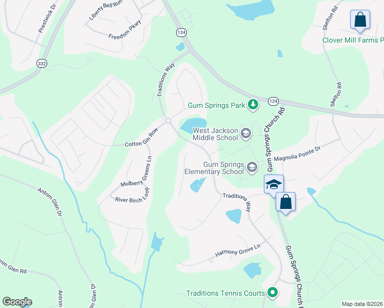 map of restaurants, bars, coffee shops, grocery stores, and more near 642 Traditions Way in Jefferson