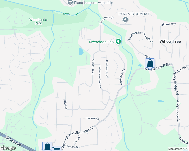 map of restaurants, bars, coffee shops, grocery stores, and more near 925 River Rock Drive in Woodstock