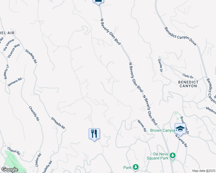 map of restaurants, bars, coffee shops, grocery stores, and more near 1101 Bel Air Place in Los Angeles