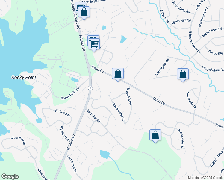 map of restaurants, bars, coffee shops, grocery stores, and more near 316 Cranewater Drive in Columbia