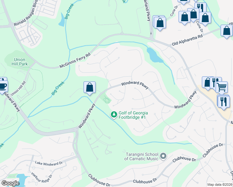 map of restaurants, bars, coffee shops, grocery stores, and more near 120 Graystone Terrace in Alpharetta