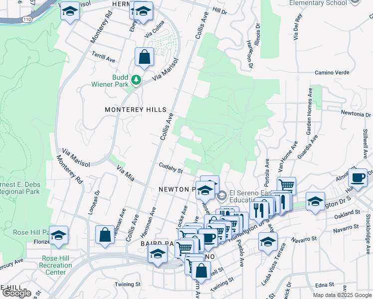 map of restaurants, bars, coffee shops, grocery stores, and more near 3957 Randolph Avenue in Los Angeles