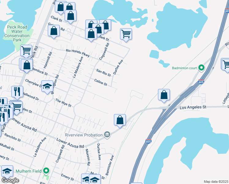 map of restaurants, bars, coffee shops, grocery stores, and more near 12122 Celine Street in El Monte