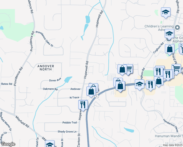 map of restaurants, bars, coffee shops, grocery stores, and more near 3000 Haven Mill Lane in Alpharetta