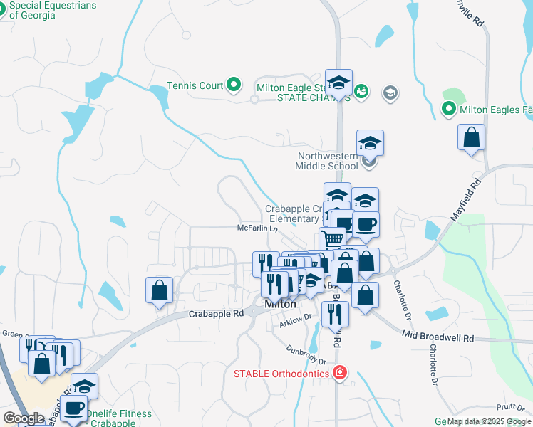 map of restaurants, bars, coffee shops, grocery stores, and more near 3102 Heybridge Lane in Milton