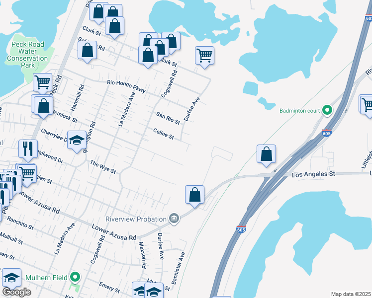 map of restaurants, bars, coffee shops, grocery stores, and more near 12122 Celine Street in El Monte