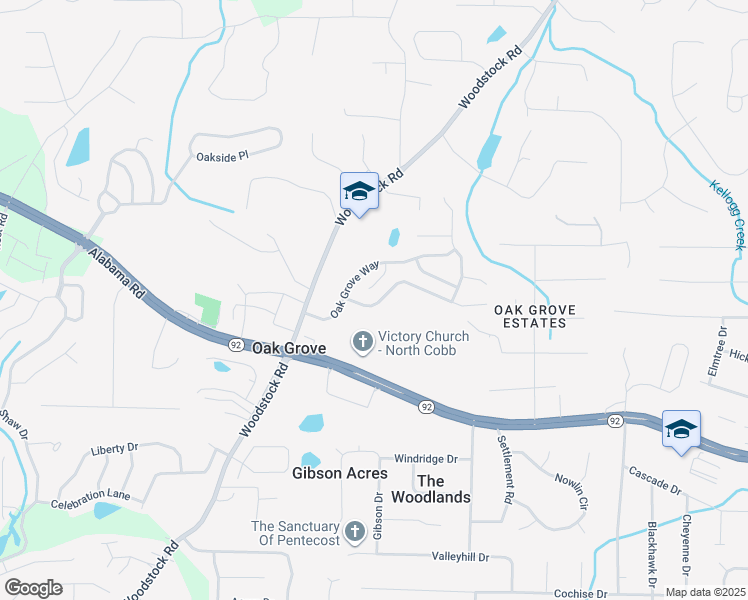 map of restaurants, bars, coffee shops, grocery stores, and more near 110 Oak Grove Place in Acworth