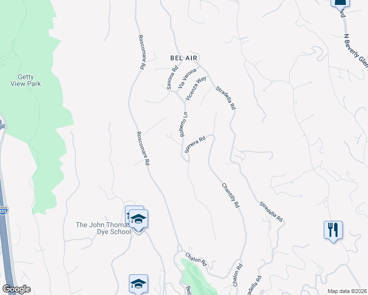 map of restaurants, bars, coffee shops, grocery stores, and more near 1140 Roberto Lane in Los Angeles