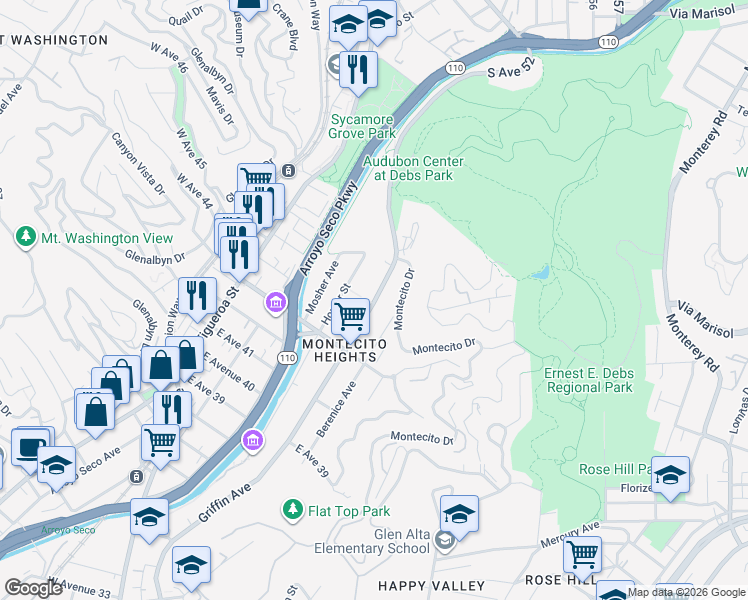 map of restaurants, bars, coffee shops, grocery stores, and more near 4451 Griffin Avenue in Los Angeles