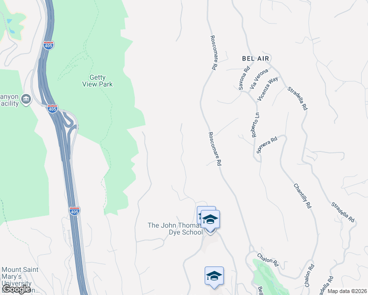 map of restaurants, bars, coffee shops, grocery stores, and more near 1300 Linda Flora Drive in Los Angeles