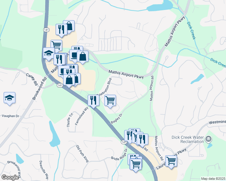 map of restaurants, bars, coffee shops, grocery stores, and more near 535 Pintail Court in Suwanee